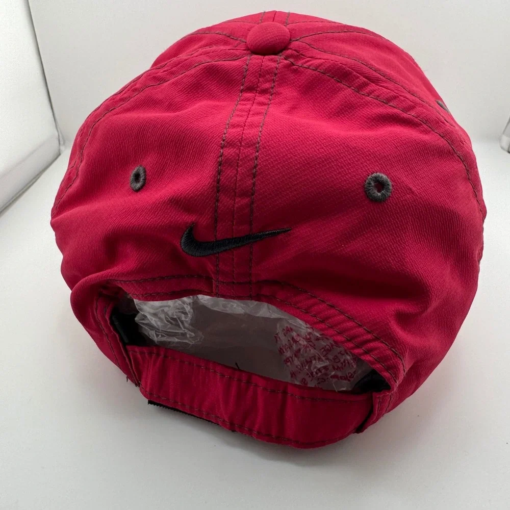 Nike Golf Hat Unisex One Size Red Excellent Adjustable Swoosh Ripstop Cap